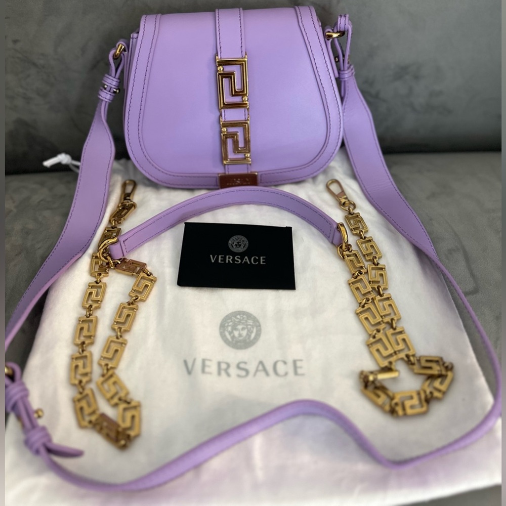 🌟SOLD🌟 NWT Versace Greca Goddess Baby Violet Small Bag - Picture 5 of 6
